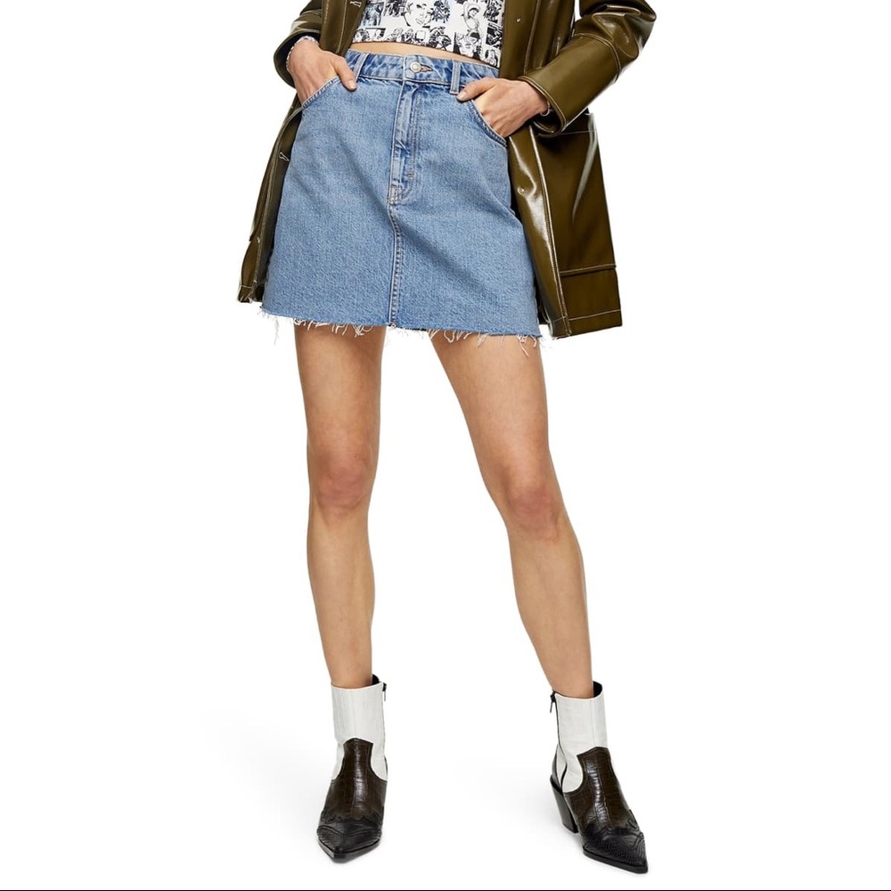 Topshop moto denim mini skirt